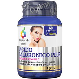 OPTIMA NATURALS Srl Acido Ialuronico Plus | Integratore Collagene Pelle Vitamina C Rame Optima Colours of Life | 60 Compresse