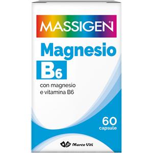 Massigen Magnesio B6 - Integratore Alimentare con Magnesio e Vitamina B6, 60 Capsule