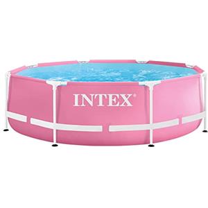 Intex 28290NP - Piscina Fuori Terra Metal Frame Rotonda, 2843 L, Acciaio e PVC, Rosa, 244x76 cm
