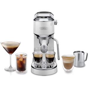 De'Longhi Dedica Duo EC890.WI Macchina Manuale per Caffè Espresso, Cappuccino e Cold Brew, Barista, Dotata di Lancia Vapore per My LatteArt, Display Touch,Larga 15cm, Serbatoio Estraibile 1,1L, Bianca