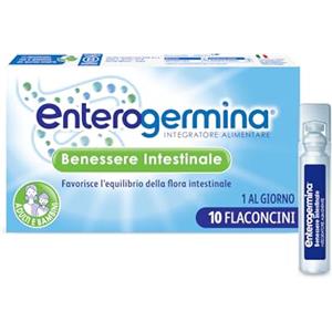 Enterogermina Benessere Intestinale, Fermenti Lattici Probiotici, Integratori Adulti e Bambini 3+ Favorisce l'Equilibrio della Flora Batterica Intestinale, Senza Glutine (10 Flaconcini/5 ml)