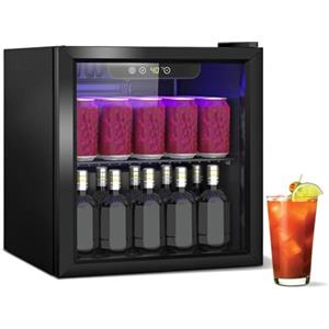 DollarDash Frigorifero per bevande, 40l/60lattine, mini frigorifero con porta in trasparente per limonata, birra, piccolo frigorifero autoportante con ripiani rimovibili regolabili e display a LED