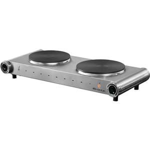 Ariete 994 Fornello elettrico da viaggio - Doppia piastra in Ghisa - Diametro 188 mm e 155 mm - Temperatura Regolabile - 2500 Watt - Acciaio