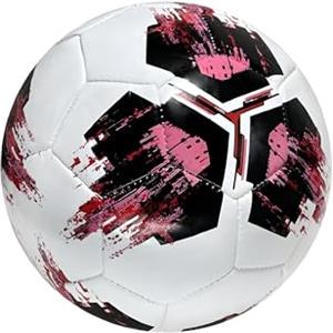 Generico Pallone da Calcio Taglia 5, Cuoio, 320 Grammi, Design Geometrico Colorato, 3 Colori Assortiti, 22 cm Diametro (rosa)
