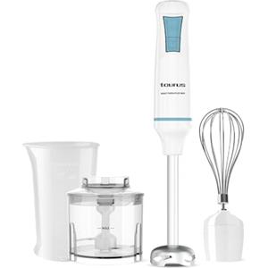 Taurus - Frullatore a immersione Robot 1000 Plus Inox | 2 velocità + Turbo | Lame in acciaio inox | Campana anti-schizzi |Ergonomico| Privo di BPA| Adatto alla lavastoviglie| Con accessori