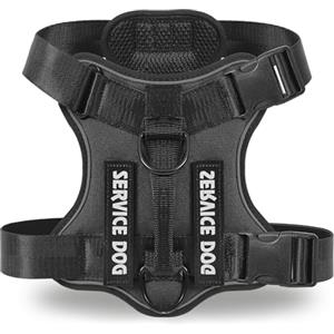 COMSLE Pettorina Cane Taglia Media Grande, Regolabile Pettorina Anti Tiro per Cani con 3 Ganci in Metallo, Imbracatura Riflettente Traspirante per Cani, Nero, XL