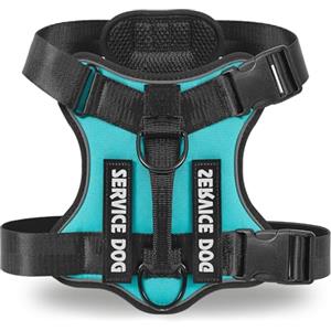 COMSLE Pettorina Cane Taglia Media Grande, Regolabile Pettorina Anti Tiro per Cani con 3 Ganci in Metallo, Imbracatura Riflettente Traspirante per Cani, Turchese, XS