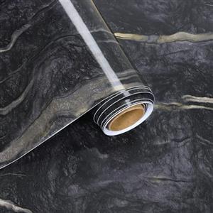 VaryFloral Carta Parati Adesiva Marmo 30cmx300cm Pellicole Adesive per Mobili Nero e Oro Rivestimento Cucina Addensato Rotolo Adesivo per Mobili Impermeabile Vintage per Mobili Cucina Cassetto