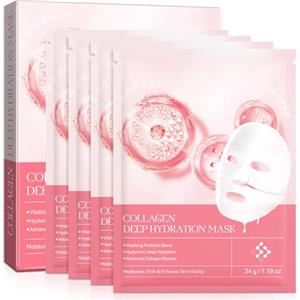 MINGYITUO Maschera viso collagene 4 pezzi, maschera per collagene biologica durante la notte, maschera viso collagene profonda durante la notte, maschera per la cura della pelle per lenire, riparare, idratare