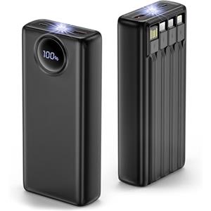 Bamkey Power Bank 20000mAh, 22.5W Powerbank Ricarica Rapida e 4 cavi di ricarica per iPhone 17 16 15 14 13 12 Pro Max/Pro/Air/Plus, iPad, AirPods, Android Phone, Caricatore Portatile con Display Digitale LED