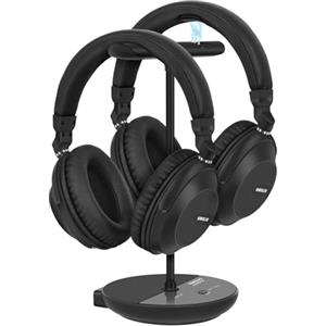 SIMOLIO Doppie Cuffie Wireless per TV, Cuffie per TV Senza Fili con Cinema e Dialog Modalità per Anziani, Bluetooth O Con Uscita Ottica Digitale/RCA/3.5mm, Controllo Volume, 737D