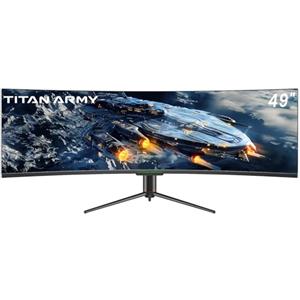 TITAN ARMY 49" Monitor Gaming Curvo, 144Hz, DFHD 3840 x 1080, UltraWide 1800R VA PC Monitor, 32:9, HDR400, G-Sync & FreeSync, 99% sRGB, Altavoz, Type-C 65W, HDMI, DP, RJ45, C49SHC