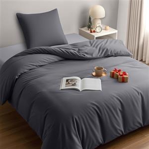 Utopia Bedding Copripiumino Singolo - Microfibra Copripiumino 135x200cm + Federa 80x80cm - Grigio