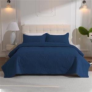 DUJUIKE Copriletto Matrimoniale, Piumone Trapunta Leggera, Coperta Da Letto Con Motivo A Girasole, Utilizzabile Come Copridivano, Lenzuolo, Adatta Per Letto E Divano (Blu Navy, 240x260cm)