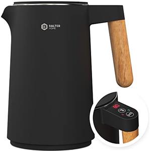 BALTER Bollitore elettrico temperatura regolabile, Acciaio Inox, 45 °C - 100 °C, kettle, doppia parete, senza BPA, 1,5 l, 2200 W, nero