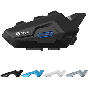 Spovii H9 Interfono Moto, Auricolare Casco Moto Bluetooth 5.1 Sistema di Comunicazione Senza Fili, Condivisione Musica & Assistente Vocale (Singolo)