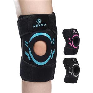 ABYON Ginocchiera Uomo Donna - Ortesi Ginocchio Regolabile per Menisco, Artrosi, ACL MCL - Supporto Rotuleo in Neoprene con Stabilizzatori Laterali per Sollievo Dolore e Recupero