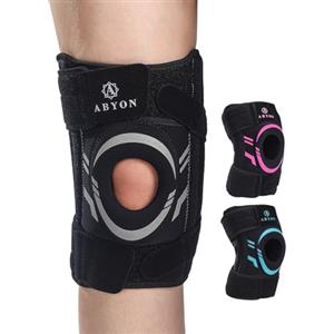 ABYON Ginocchiera Uomo Donna - Ortesi Ginocchio Regolabile per Menisco, Artrosi, ACL MCL - Supporto Rotuleo in Neoprene con Stabilizzatori Laterali per Sollievo Dolore e Recupero