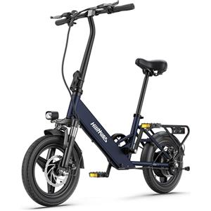 HillMiles MTB Bicicletta elettrica HillMiles Mile 1, batteria 36 V 10.4 AH, pneumatico 14'*2.0', velocità 25 km/h e autonomia 40-65 km Bicicletta elettrica per spostamenti urbani, IP65 impermeabile (Blu.)