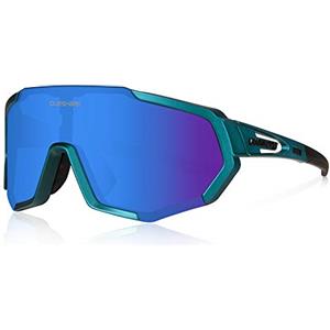 Queshark Occhiali da Ciclismo Polarizzati per Ccchiali TR90 con Montatura per Uomo Donna con 3 Lenti Intercambiabili Anti-UV400