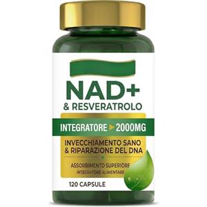 ELEMPURE Integratore Premium NAD+ & Resveratrolo 1500mg | 120 Capsule Molli | Supporto Anti-Aging e Benessere Cellulare | Confezione da 1 bottiglia