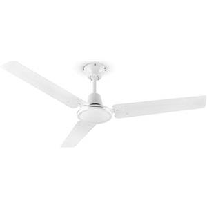 Klarstein Spin Doctor - Ventilatore da Soffitto, 3 Pale, Diametro: 48"/122 cm, Flusso d'Aria: 9963 m³/h, 56 W, 3 Velocità, Controllo a Parete Separato, Corpo: Acciaio Inox, Bianco