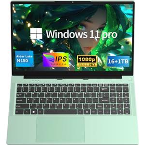 NAIKLULU 15.6 Pollici Pc Portatile 2026, Processore N150 (1,2 a 3,6 GHz), 16GB RAM 512GB SSD Computer Portatile Laptop, Tastiera Completa Retroilluminata, FHD 1920x1080P, Batteria 6000mAh