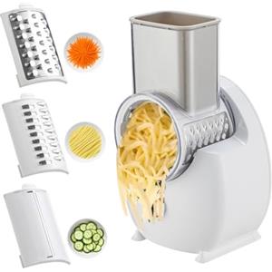 CAKEEYUM Grattugia elettrica per Formaggio grattugia Automatica Staccabile con 3 Lame di Forme Diverse Ricaricabile Tramite USB per Frutta Verdura elettrica, Automatica