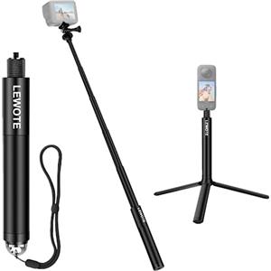 LEWOTE Selfie Stick Allungabile Compatibile con Insta360 One X2 X3 XR/RS/GO 2 GO 3, Gopro Series, DJI Action Series Monopod Accessori [Con Treppiede Staccabile] (27Inch(70cm))