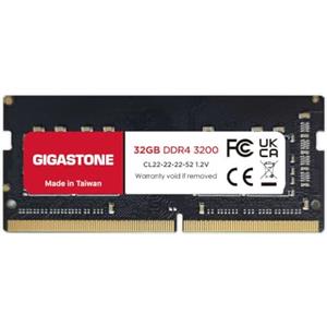 Gigastone 【DDR4 RAM Solo Notebook】GIGASTONE 32GB DDR4 3200MHz (2933MHz or 2666MHz) PC4-25600 (PC4-23400, 21300) CL22 1.2V SODIMM 260pin Memoria notebook-Unbuffered Non-ECC, alte prestazioni