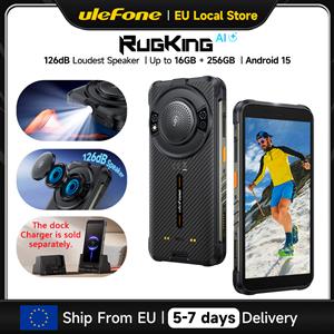 Ulefone RugKing Smartphone Robusto 4G Android 15, 16GB RAM, 256GB ROM, Batteria 9600mAh, Impermeabile e NFC
