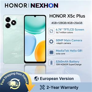 Honor X5c Plus Smartphone 128GB 4GB Nero, Display 6.74'' LCD, Fotocamera 50MP, Batteria 5260mAh