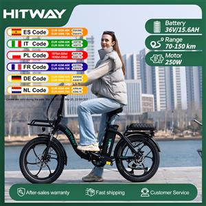 HITWAY Biciclette elettriche HITWAY bk6sl1-36v15.6ah, motore E Bike da 250 W, autonomia di 70 km, 7 velocità, pieghevole, controllo APP