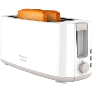 Taurus - Tostapane Toastissimo | 1400W | 2 Fessure Extra Lunghe | 7 Livelli | Scongelare, Riscaldare, Annullare | Autocentrante | Sollevamento Extra | Bianco