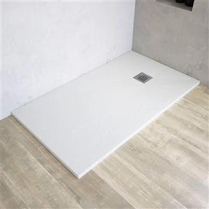 Parama Piatto doccia rettangolare 80x100 cm in marmoresina bianco effetto pietra h3 cm | Milos