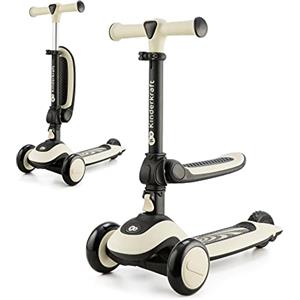 kk Kinderkraft Kinderkraft HALLEY Monopattino Bambino, Triciclo bambini 1 anno, con 3 Ruote LED, Pieghevole, Manubrio regolabile in altezza, per Bambini 3-13 Anni, Carico Massimo 50 kg, Bianco