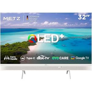 Metz 32 Pollici Smart TV, 32MQE7100Z Televisione Portatile, QLED, Power-C (Compatibile con Power Bank), HDR10, dbx-TV, Dolby Audio, Chromecast, Controllo Vocale,Tuner DVB-T/T2/C/S/S2/Analogico