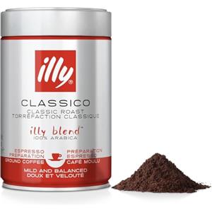 illy, Caffè Macinato per Espresso Tostato CLASSICO, 100% Arabica con Note di Fiori d'Arancio e Gelsomino, Gusto Morbido e Retrogusto Dolce, Confezione da 250g
