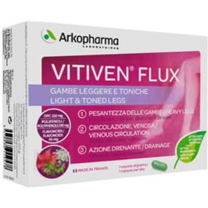 Arkopharma Vitiven Flux - Integratore Alimentare per la Circolazione Venosa con Piante e Vitamina B2, 30 Capsule
