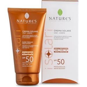 BIOS LINE Nature's Crema Solare Viso e Corpo SPF 50 - 150 ml con Acqua Unicellulare Bio di Arancia Dolce e Olio di Riso