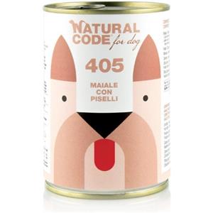 Natural Code 405 Cibo Umido per Cani - Maiale e Piselli 400g - Alimento Completo Senza OGM