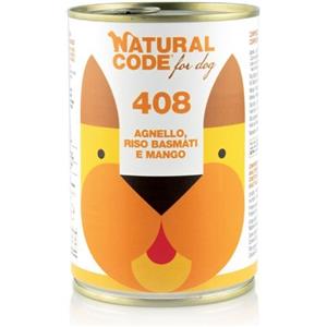 Natural Code 408 Cibo Umido per Cani - Agnello, Riso Basmati e Mango 400g