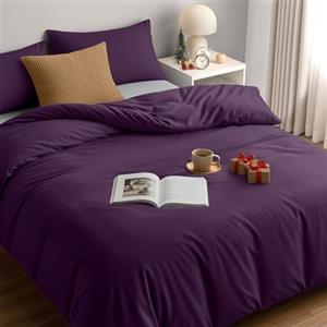 Utopia Bedding Copripiumino Una Piazza e Mezza - Microfibra Copripiumino 200x200cm + Federe 50x75cm - Viola