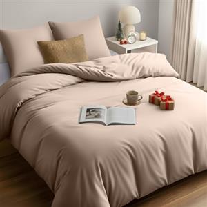 Utopia Bedding Copripiumino 155x220 - Microfibra Copripiumino 155x220cm + Federe 80x80cm (Beige)