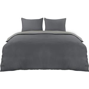 Utopia Bedding Copripiumino Una Piazza e Mezza - Microfibra Copripiumino 200x200cm + Federe 80x80cm - Grigio Scuro/Grigio Chiaro