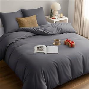 Utopia Bedding Copripiumino Matrimoniale 260x240 - Microfibra Copripiumino 260x240cm + Federe 65x65cm - Grigio
