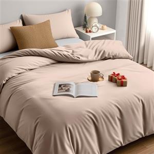 Utopia Bedding Copripiumino King Size - Microfibra Copripiumino 230x220cm + Federe 50x75cm - Beige