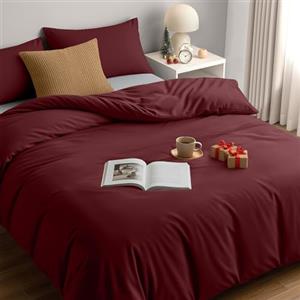 Utopia Bedding Copripiumino Una Piazza e Mezza - Microfibra Copripiumino 200x200cm + Federe 50x75cm - Bordeaux
