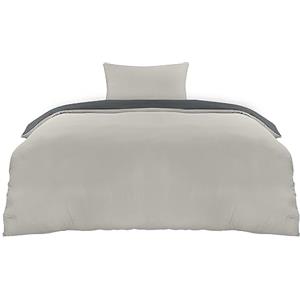 Utopia Bedding Copripiumino Singolo - Microfibra Copripiumino 135x200cm + Federa 50x75cm - Grigio Scuro/Grigio Chiaro