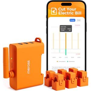 Meross Misuratore di Energia Trifase, Contatore di Energia WiFi 6 Canali Intelligente Smart Meter per Home Assistant, Monitoraggio Energia per Impianti Fotovoltaico/Solare, Cloud 0